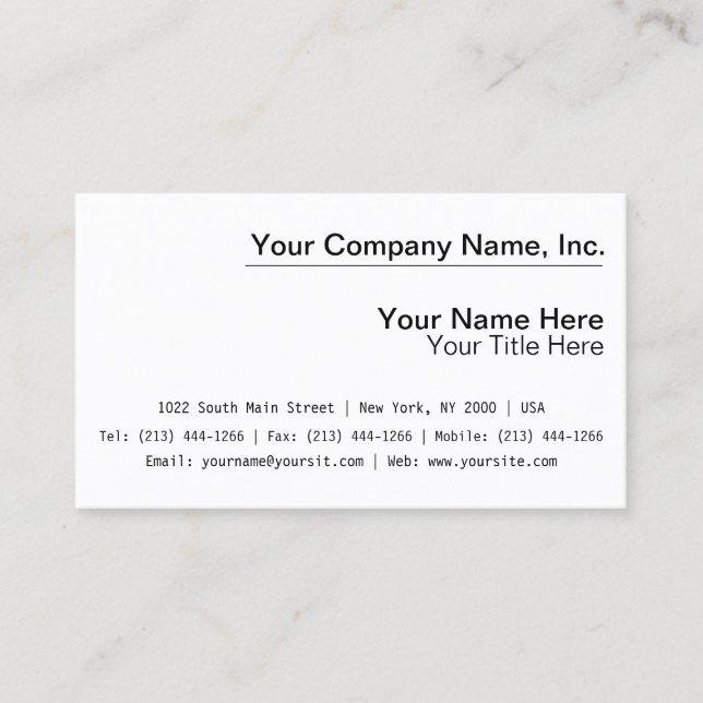 Sample Business Card Templates (Front)