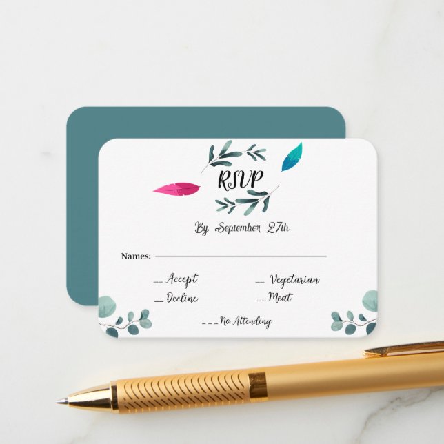  Sample calligraphy forest vibe RSVP Enclosure Card (Front/Back In Situ)