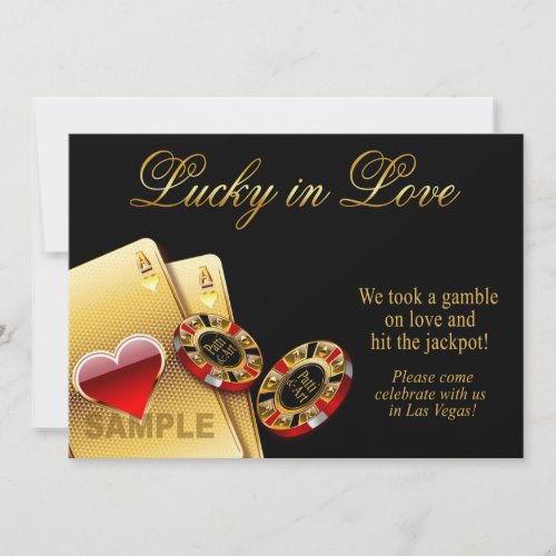 SAMPLE Casino Style Wedding  Paper linen Invitation