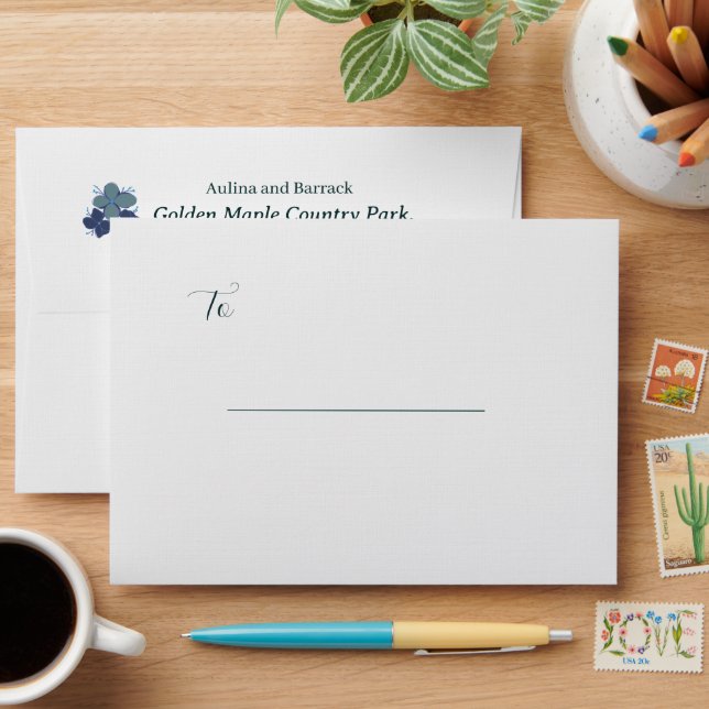 sample classic dusty green wedding envelope (Desk)