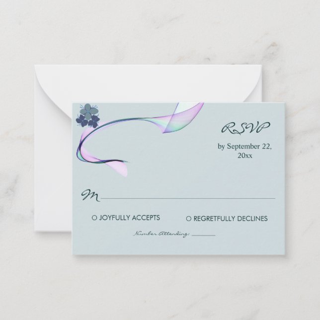 Sample classic purple green RSVP Note Card (Front)