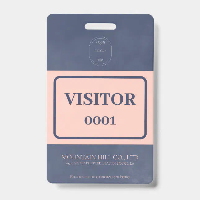 Visitor Card Ribbons Sample Dry Navy Blue Barcode Visitor Card Badge | Zazzle