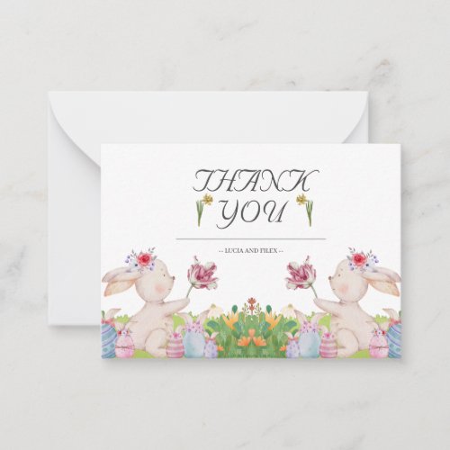 Sample Floral and Bunny Cute Thank You Card