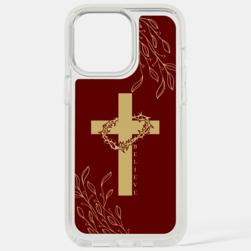 Sample Gold Red Cross Floral Believe iPhone 15 Pro Max Case