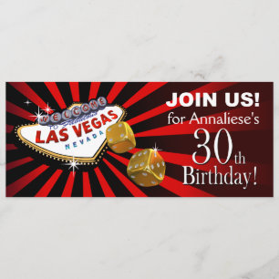 sample Las Vegas Starburst 30th Birthday red black Invitation