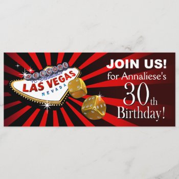 Sample Las Vegas Starburst 30th Birthday Red Black Invitation by glamprettyweddings at Zazzle
