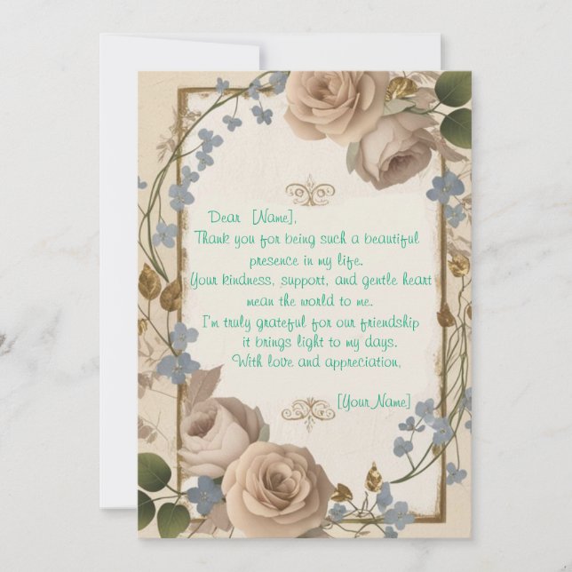 sample message of gratitude for someone who did go invitation (Front)