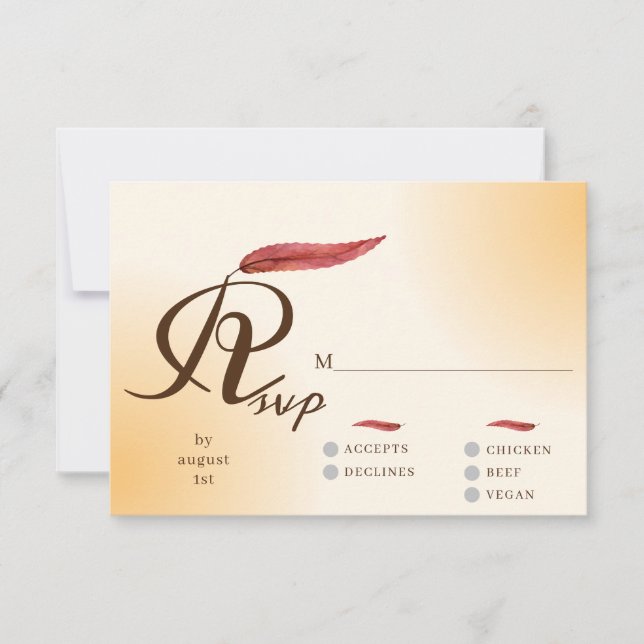 Sample Minimalist Autumn Cream Typography Wedding RSVP Card (Front)