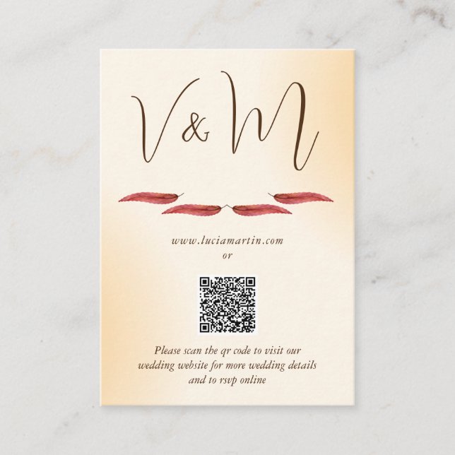 Sample Minimalist Cream QR Code Wedding RSVP Enclosure Card (Front)