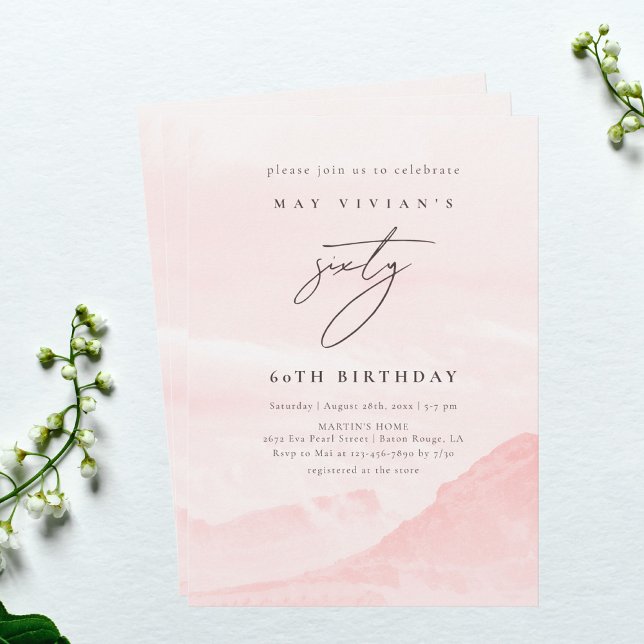 Sample Mountain Countryside Watercolor Birthday Invitation (Creator Uploaded)