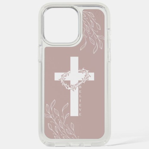 Sample Neutral Cross Floral Believe iPhone 15 Pro Max Case