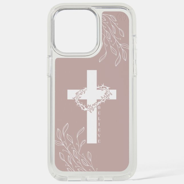 Sample Neutral Cross Floral Believe Speck iPhone Case (Front)