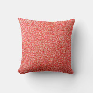 Sample of orange leather upholstery textureabstrac throw pillow