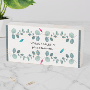 Sample peaceful feather and leaf wooden box sign
