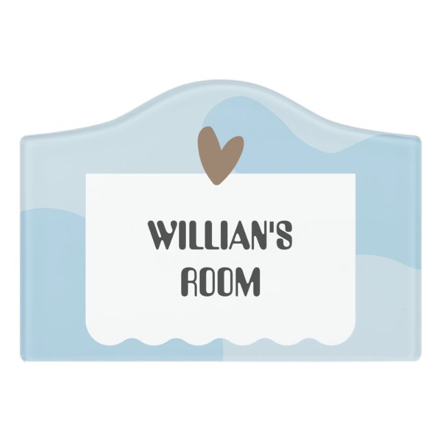 Sample Peaceful light blue Kids Door Sign (Small Crest Front)