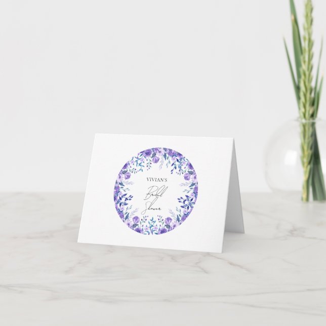 Sample Purple Floral Garden Blank Thank You Card (Front)