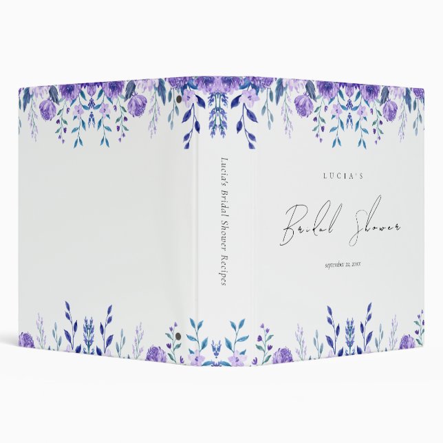 Sample Purple Floral Garden Bridal Shower 3 Ring Binder (Background)
