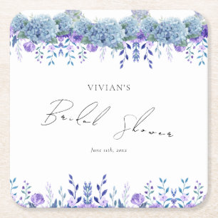 Sample Purple Floral Garden Bridal Shower Square Paper Coaster