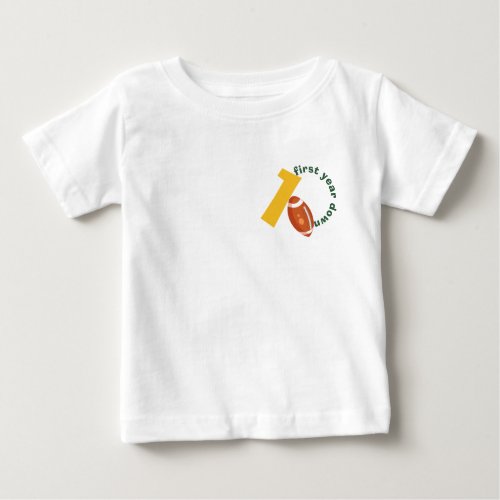Sample Retro Football First Year Down Birthday Baby T_Shirt