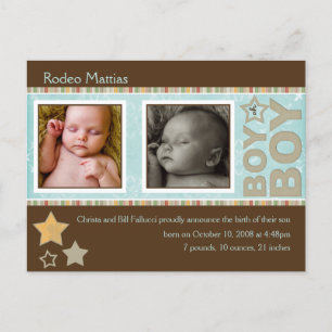 Sample Rodeo Mattias Birth Announcement Postcard