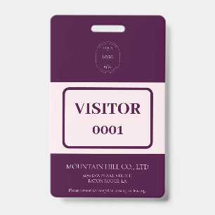 Sample Royal Crimson Barcode Visitor Card Badge