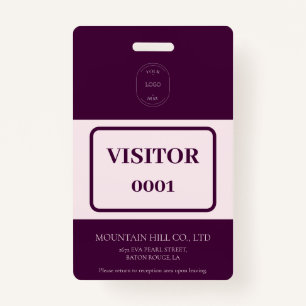 Sample Royal Crimson Barcode Visitor Card Badge