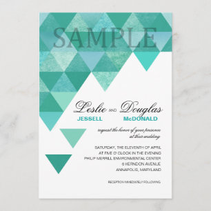 SAMPLE signature matte Geometric Triangles teal Invitation