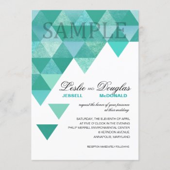 Sample Signature Semi-gloss Geometric Triangles Invitation by glamprettyweddings at Zazzle