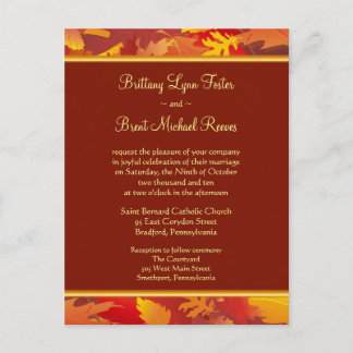 Sample Wedding Invitation - Fall Leaves Border Postcard