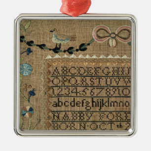 Sampler by N.Ford, 1799, New Hampshire Metal Ornament