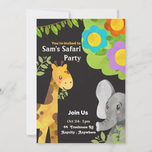 Sams Safari Expedition Birthday Invitation Card