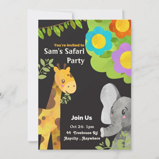 Sam's Safari Expedition Birthday Invitation Card (Front)