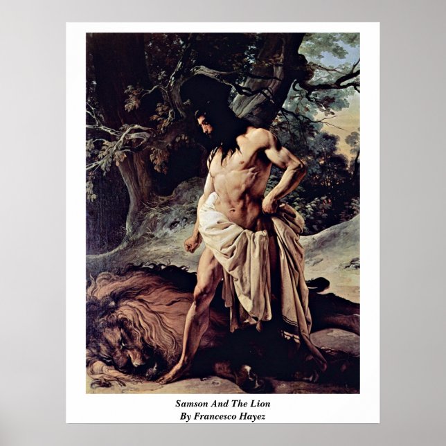 Samson And The Lion By Francesco Hayez Poster (Front)