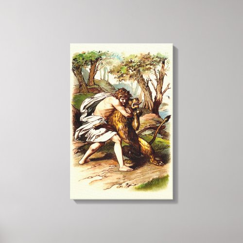 Samson And The Lion Canvas Print