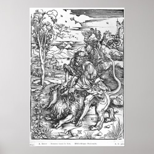 Samson slaying the lion c1496_98 poster