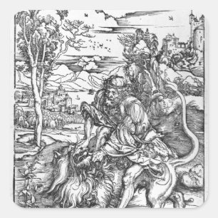 Samson slaying the lion, c.1496-98 square sticker