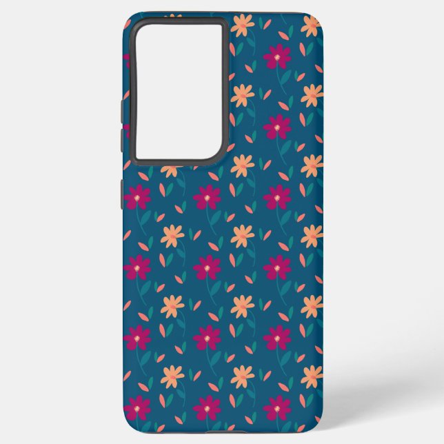 Samsung Galaxy 21 Ultra Tough Case. Floral design Samsung Galaxy Case (Back)