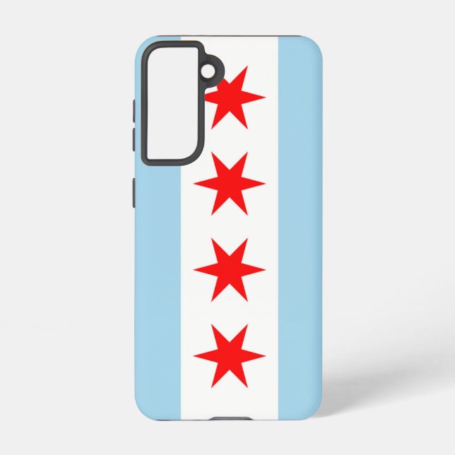 Samsung Galaxy S21 Case Flag of Chicago, U.S.A. (Back)