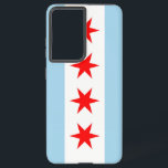 Samsung Galaxy S21 Ultra Case Flag of Chicago<br><div class="desc">Elevate your Samsung Galaxy S21 Ultra with our exclusive phone cover featuring the flag of Chicago! Crafted with precision, this cover proudly displays the iconic elements of the Chicago flag. The design features four red stars representing historical events: Fort Dearborn, the Great Chicago Fire, the World's Columbian Exposition, and the...</div>