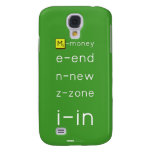 M-money
 e-end
 n-new
 z-zone
 i-in
   Samsung Galaxy S4 Cases