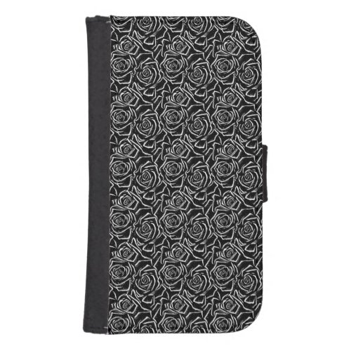 Samsung Galaxy S4 Handsleeve with black roses Galaxy S4 Wallet Case