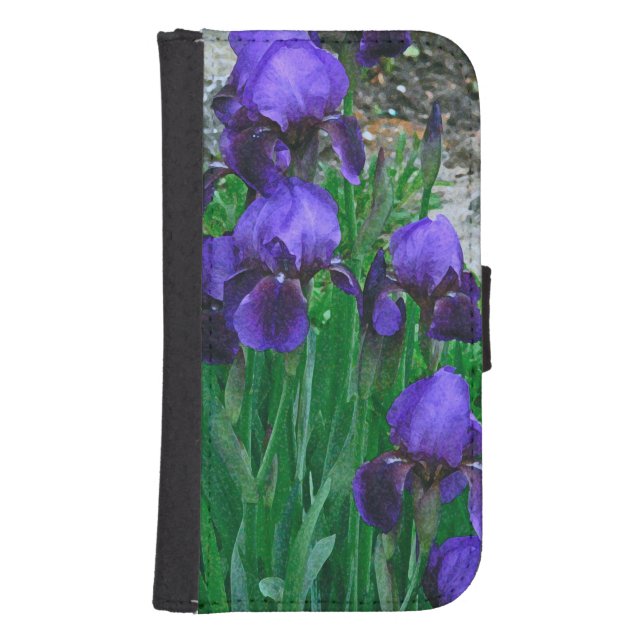 Samsung Galaxy S4 Wallet Case/"PURPLE IRISES (Front)