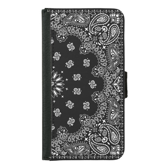 Samsung Galaxy S5 Wallet Case - Black Bandana (Front)