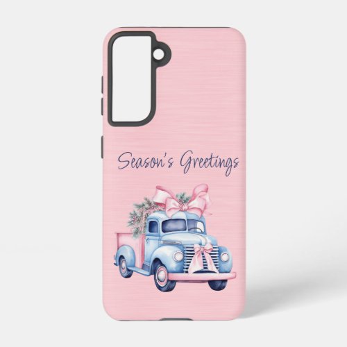 Samsung S21 Girly Pink and Blue Vintage truck Samsung Galaxy S21 Case