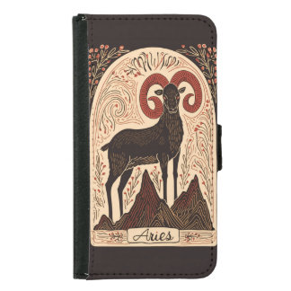 Samsung Wallet Case Aries Celestial Zodiac Art 