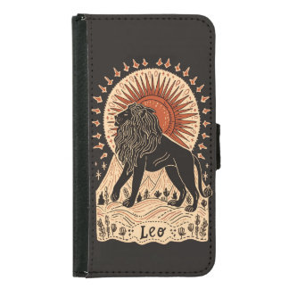 Samsung Wallet Case Leo Celestial Zodiac Art 