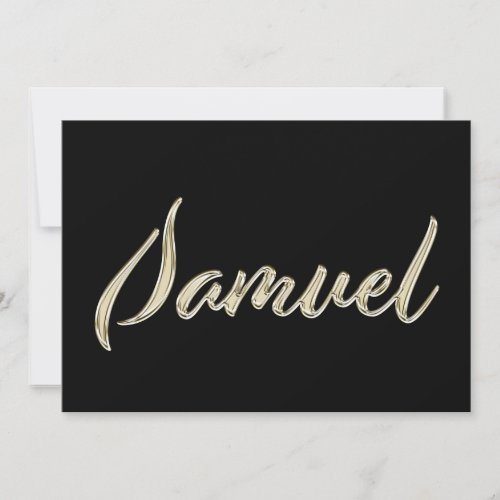Samuel Name white gold Handwriting Card