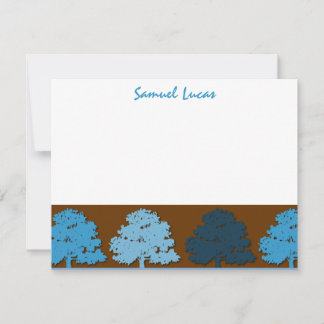 Samuel Thank You Bar Mitzvah  Wedding Blue Trees Note Card
