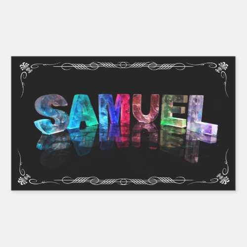 Samuel  _ The Name Samuel in 3D Lights Photograph Rectangular Sticker