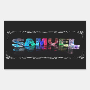 Samuel - The Name Samuel in 3D Lights (Photograph Rectangular Sticker